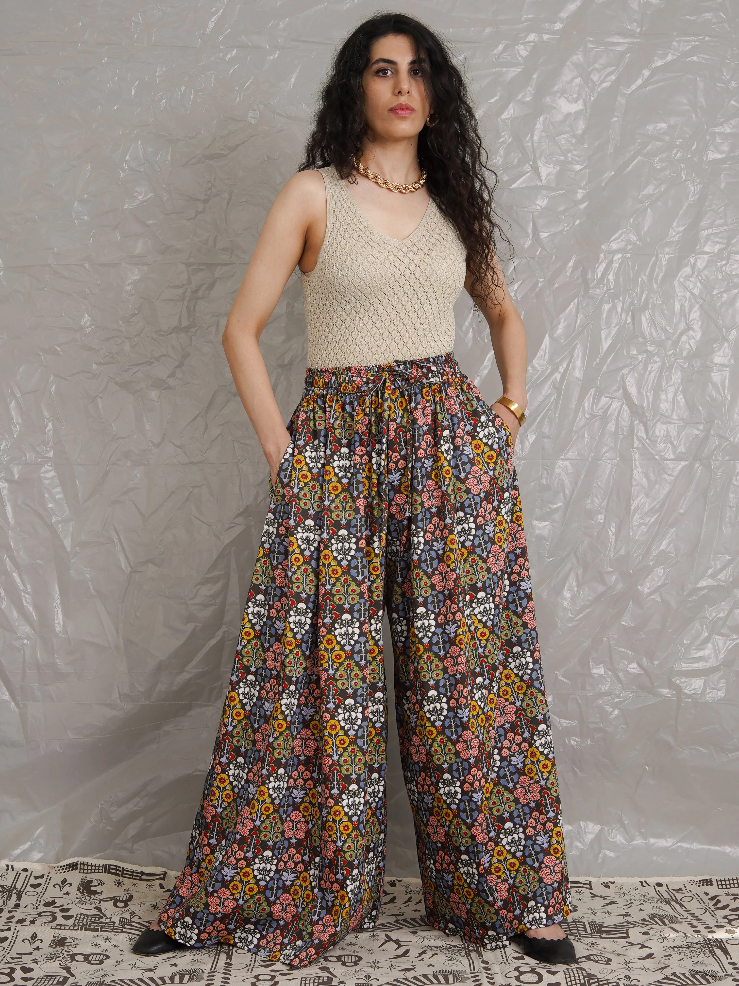 Aina Floral Wide-Leg Palazzo Pants