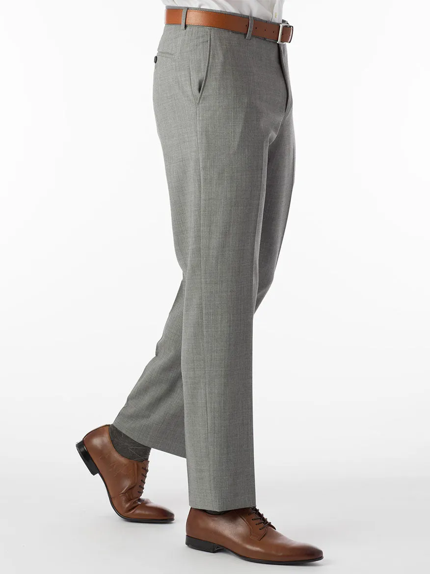 Ballin Soho Comfort 'EZE' Super 120s Modern Flat Front Twill Pant in Pearl Grey