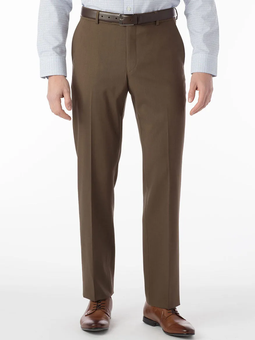 Ballin Soho Comfort 'EZE' Super 120s Modern Flat Front Twill Pant in Saddle