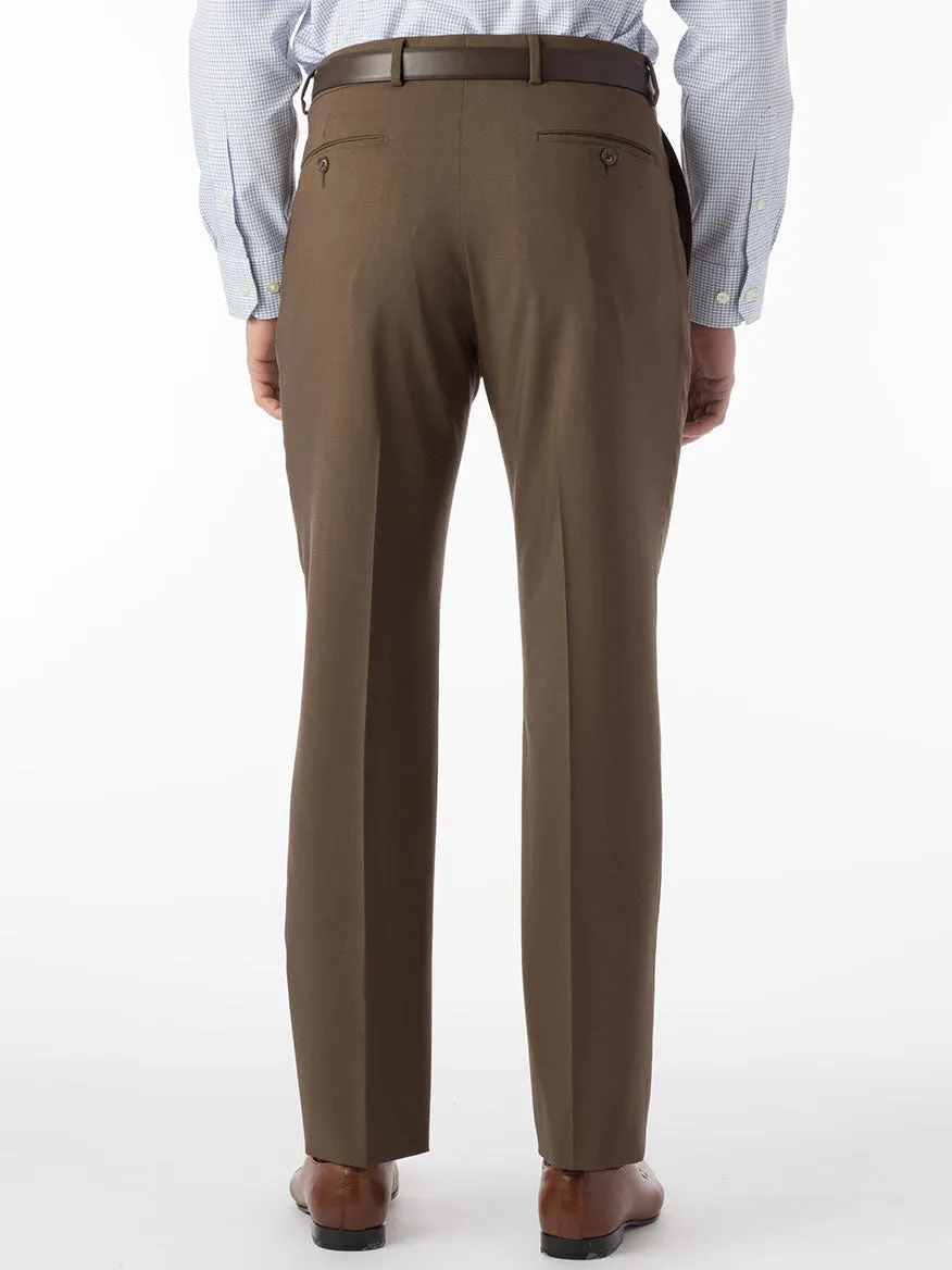 Ballin Soho Comfort 'EZE' Super 120s Modern Flat Front Twill Pant in Saddle