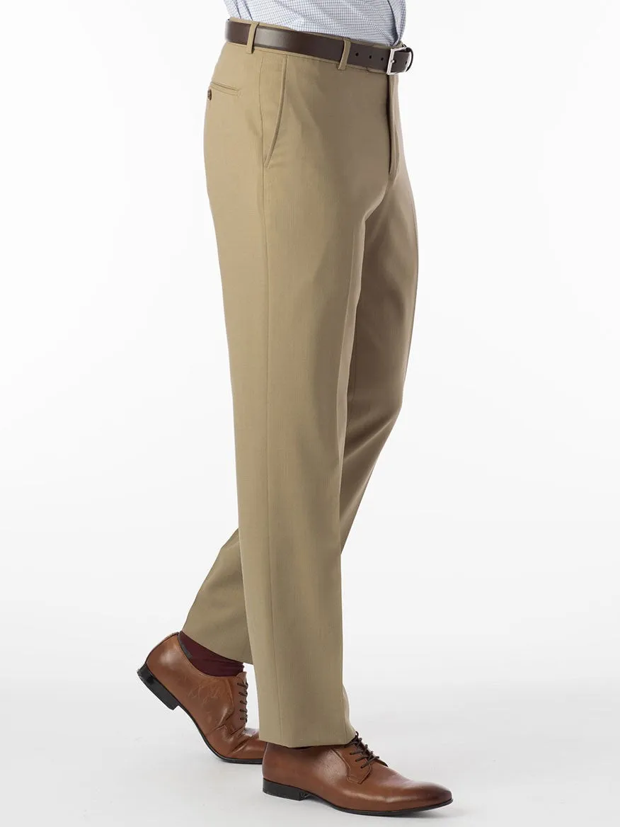 Ballin Soho Comfort 'EZE' Super 120s Modern Flat Front Twill Pant in Sand