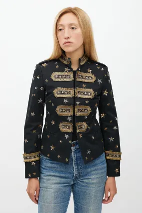 Black & Gold Embellished Military Jacket