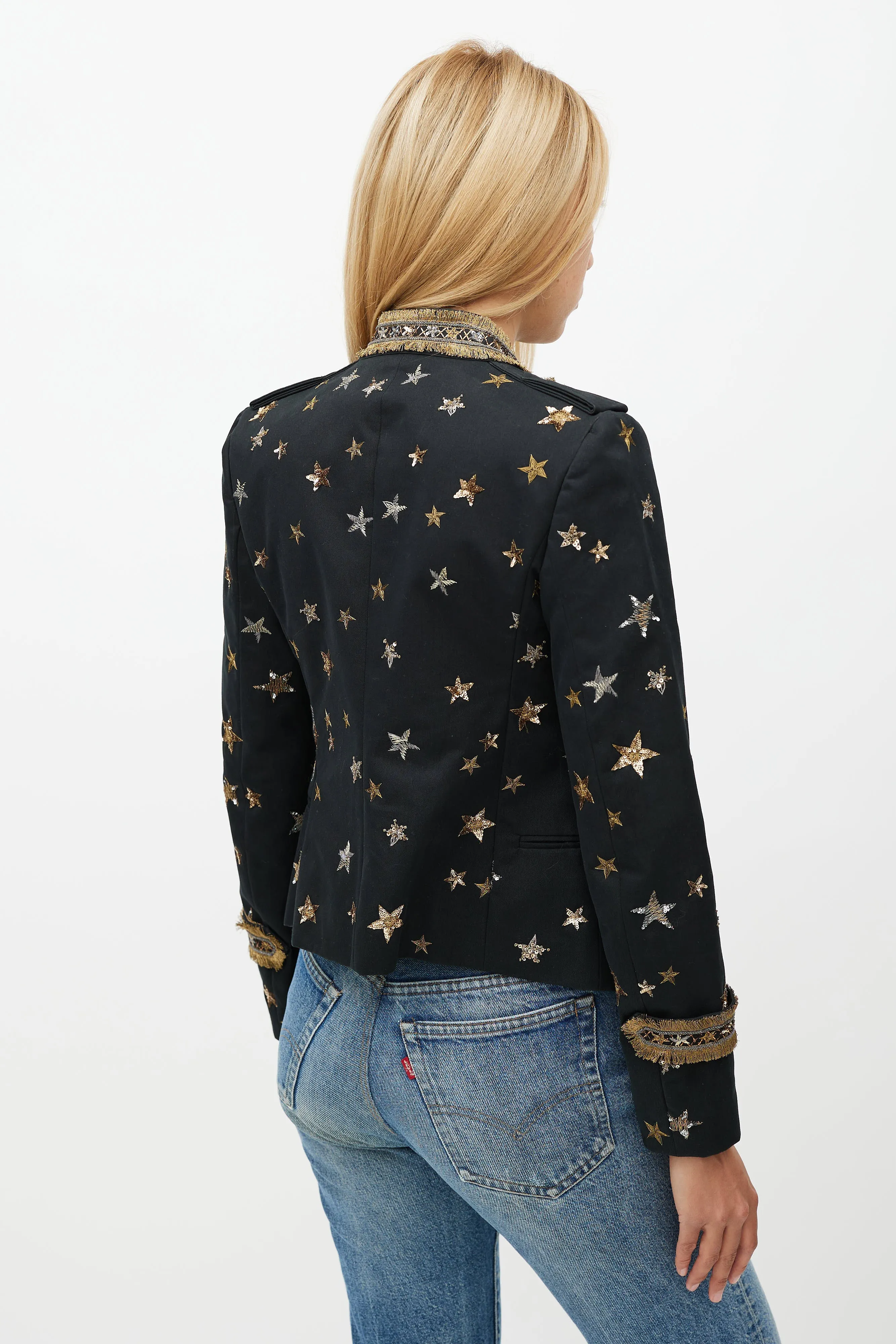 Black & Gold Embellished Military Jacket