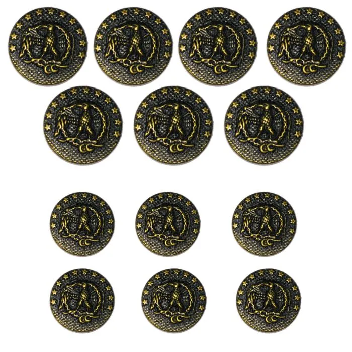 Black Antique Golden Designer Metal Buttons
