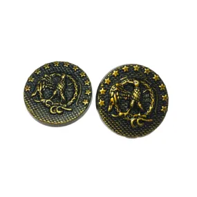 Black Antique Golden Designer Metal Buttons