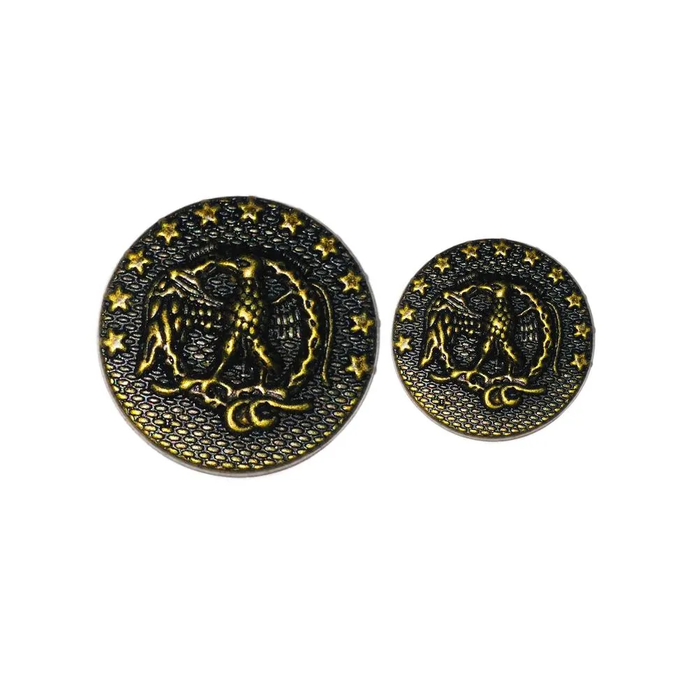 Black Antique Golden Designer Metal Buttons