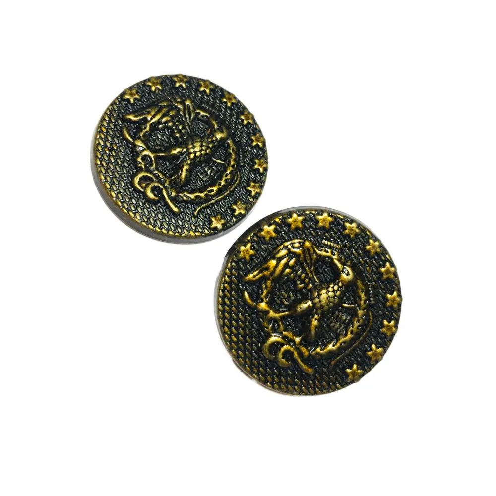 Black Antique Golden Designer Metal Buttons