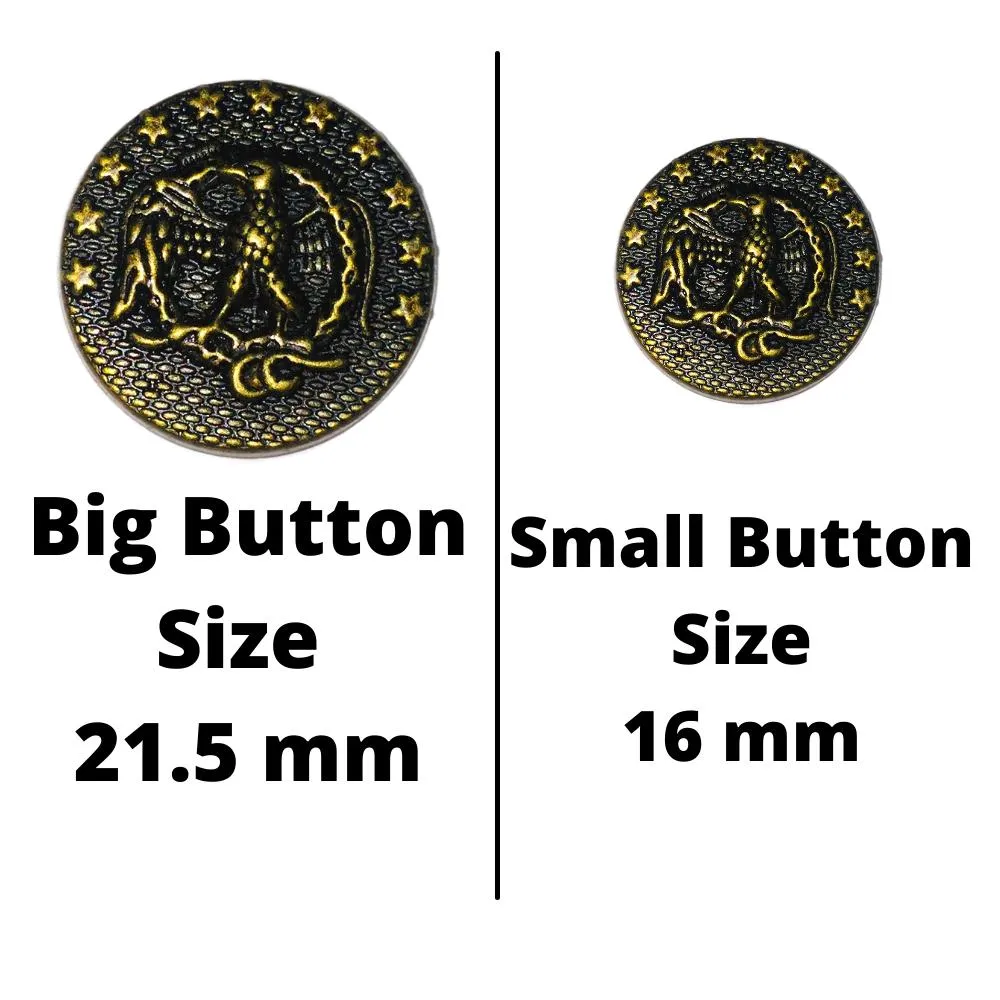 Black Antique Golden Designer Metal Buttons
