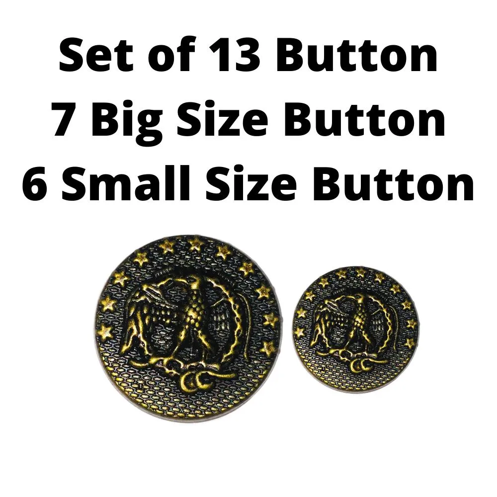 Black Antique Golden Designer Metal Buttons