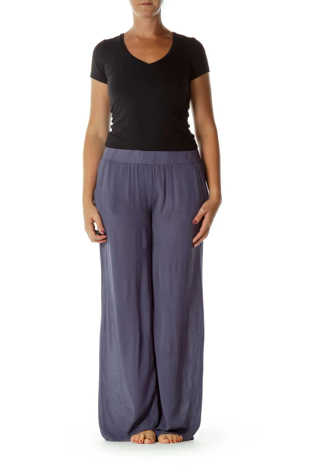 Blue Loose Wide Leg Pants
