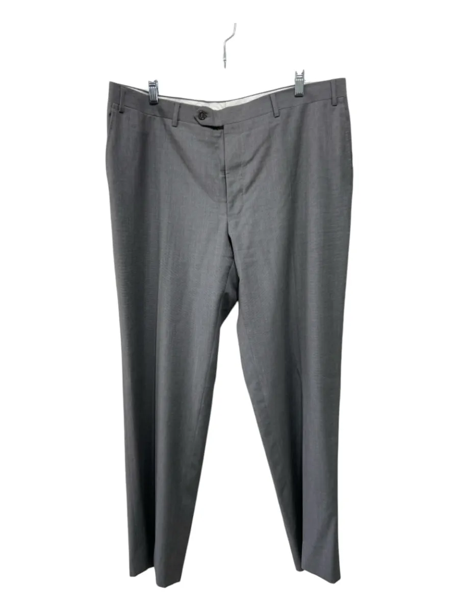 Canali Size 38 Gray Wool Solid Dress Flat Front Men's Pants