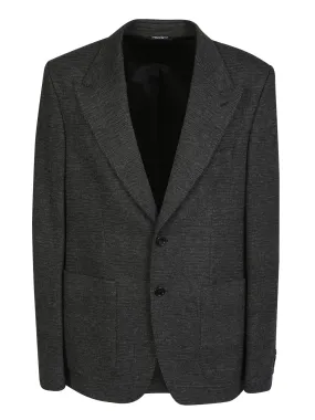 Checked knit single-breasted blazer
