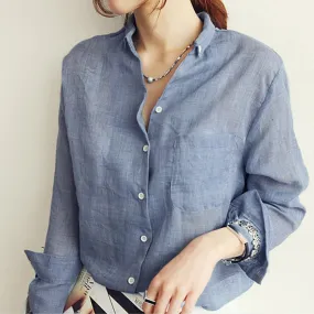 Chemisier Femme Womens Tops Fashion 2022 Summer Linen White Shirt Women Long Sleeve Blouse