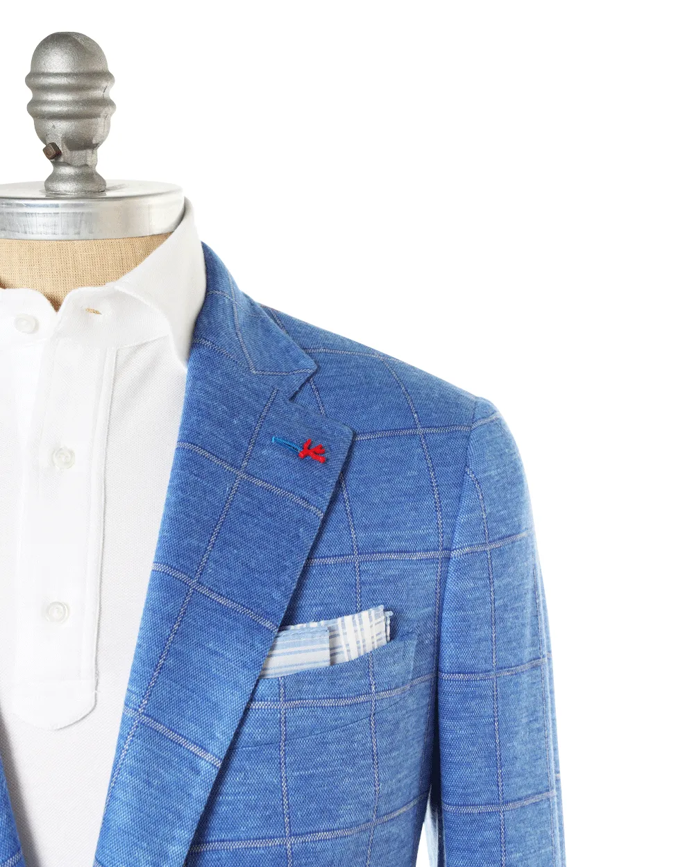 Cobalt and Light Blue Windowpane Stretch Sportcoat