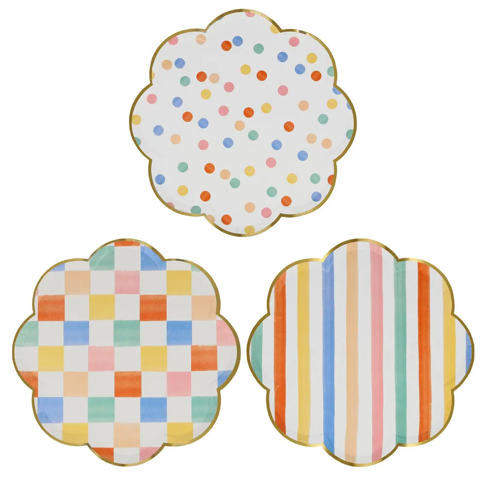 Colourful Pattern Dinner Plates (x 8)