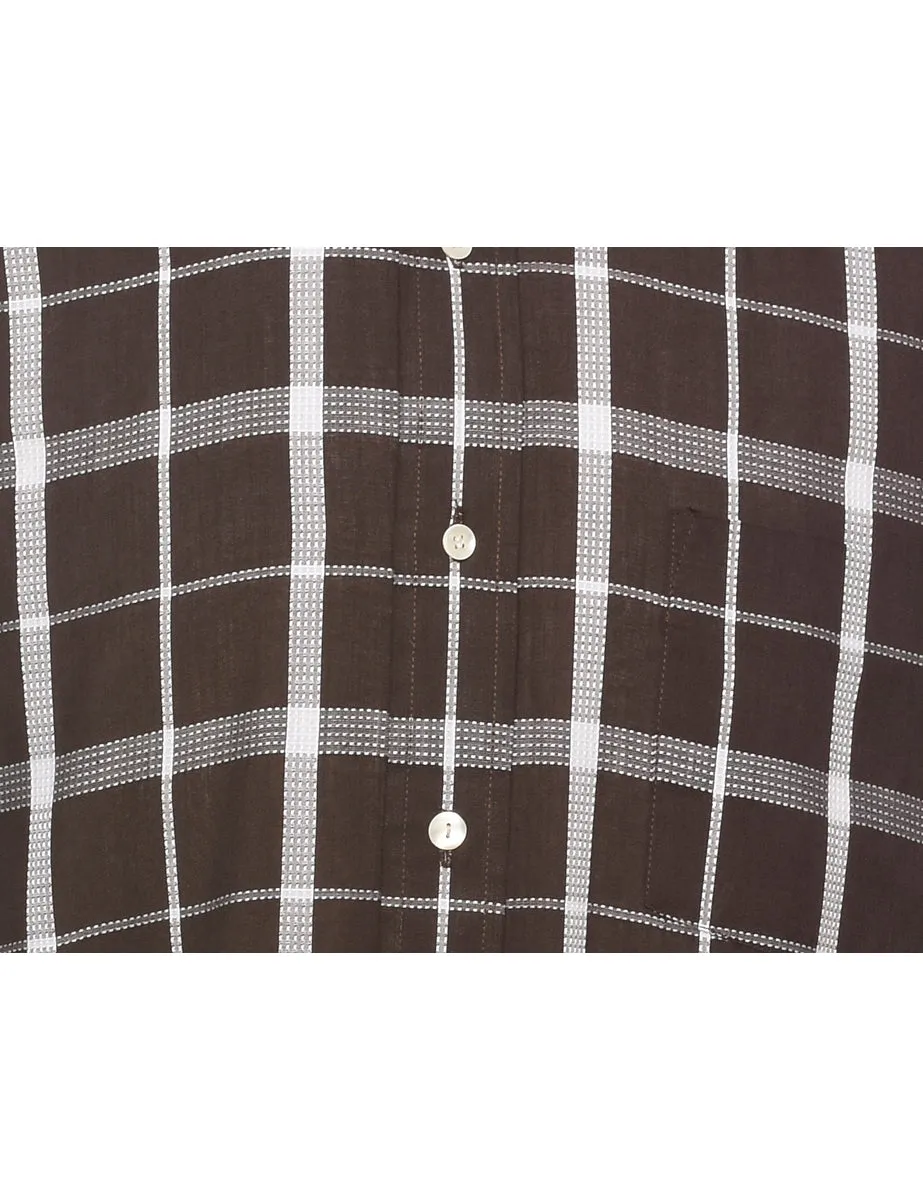 Dark Brown Checked Shirt - L