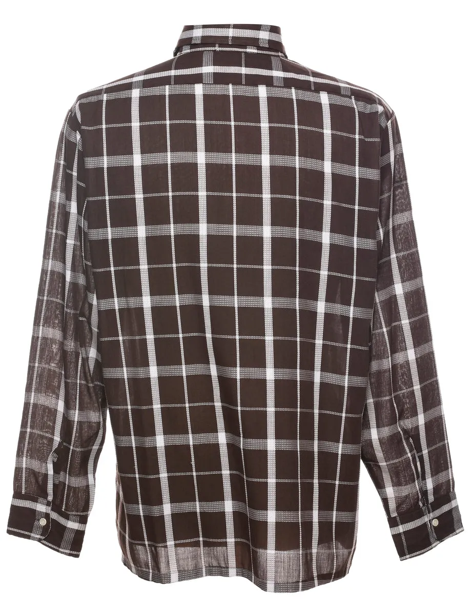 Dark Brown Checked Shirt - L