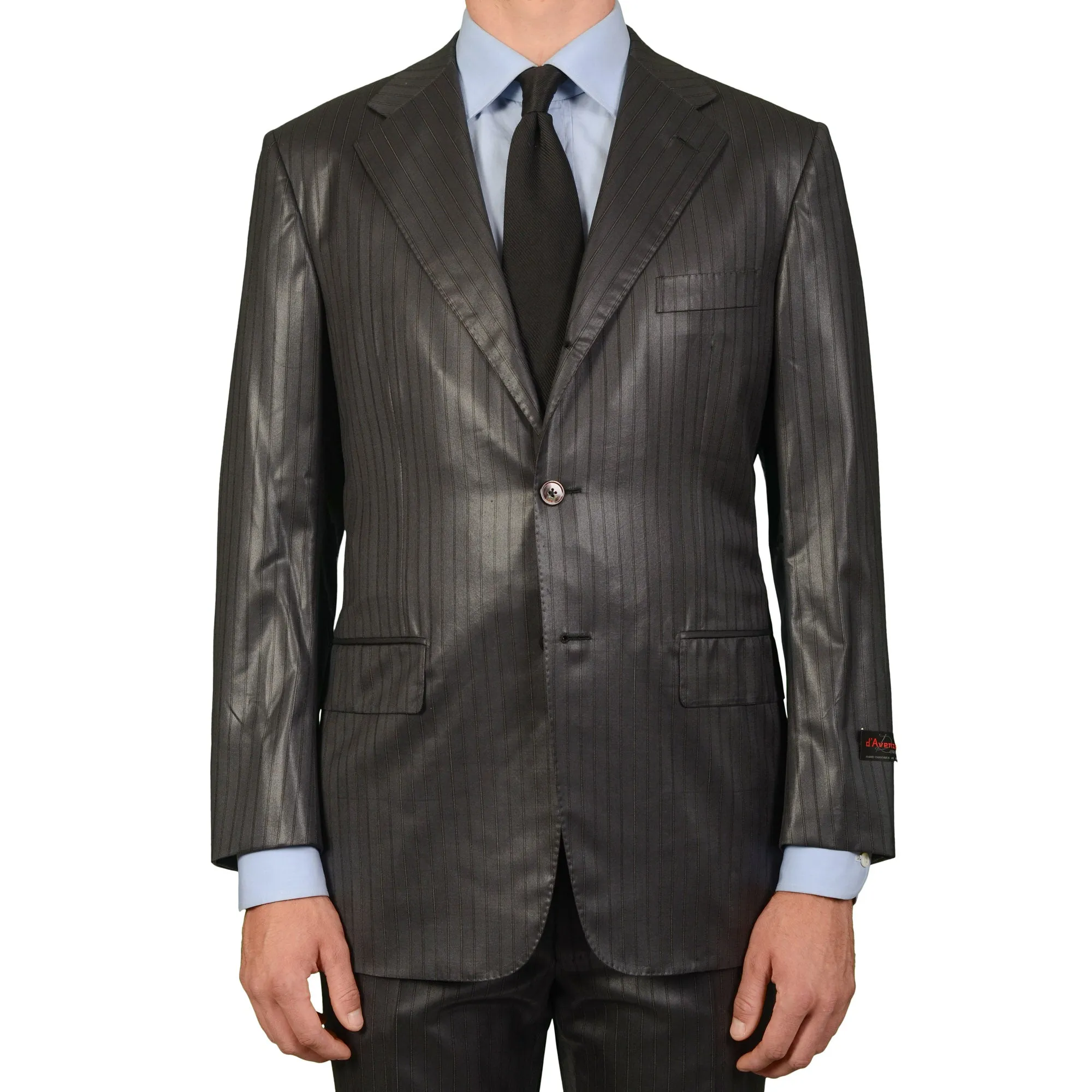 D'AVENZA Roma For MIOZZI Handmade Gray Striped Wool Suit EU 50 NEW US 40