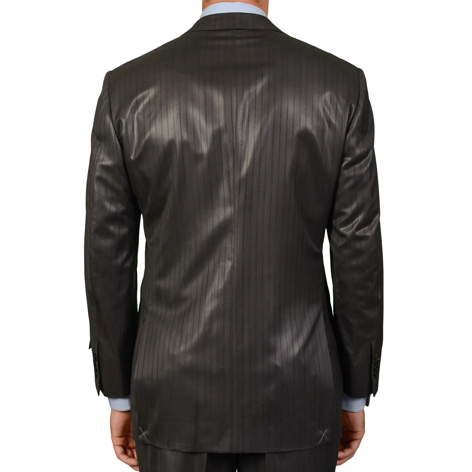 D'AVENZA Roma For MIOZZI Handmade Gray Striped Wool Suit EU 50 NEW US 40