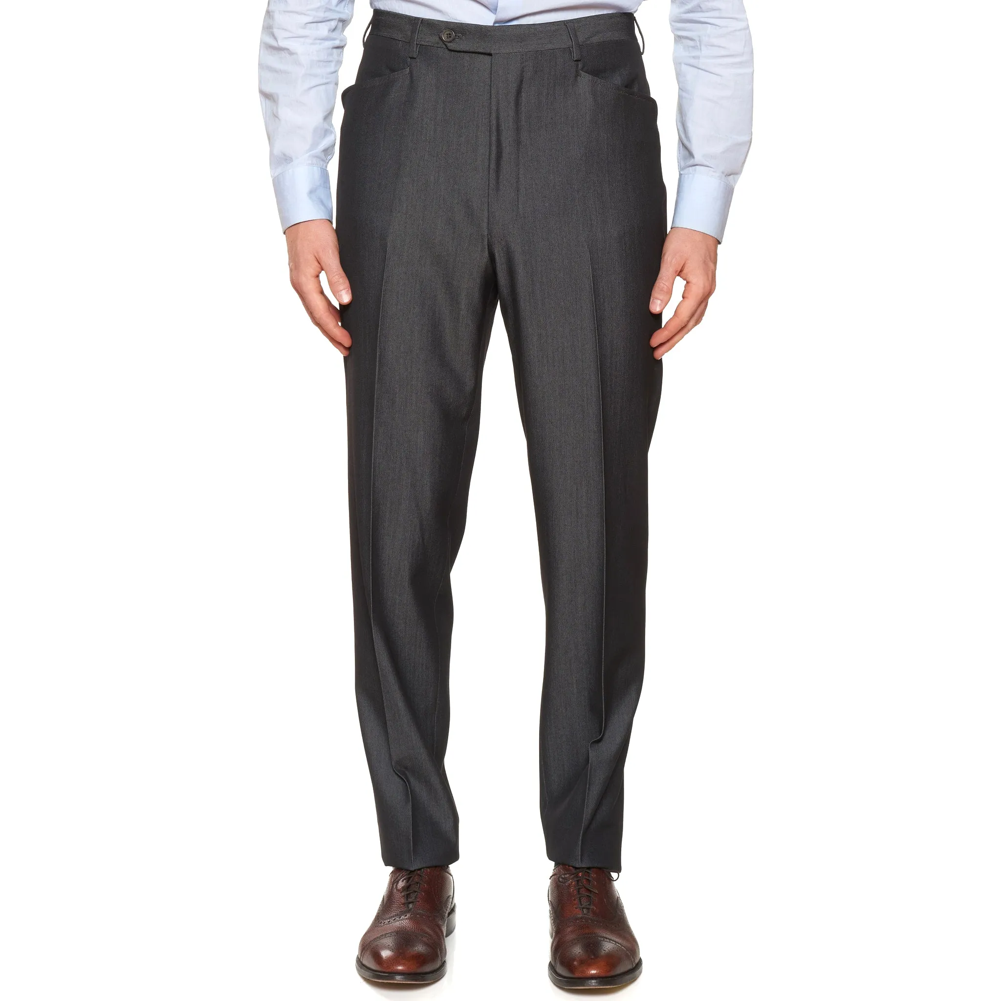 D'AVENZA Roma Handmade Gray Wool Blend Twill Suit EU 50 NEW US 40