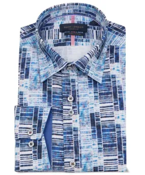 Guide London Geo Print Long Sleeve Shirt - Ls76880-Navy