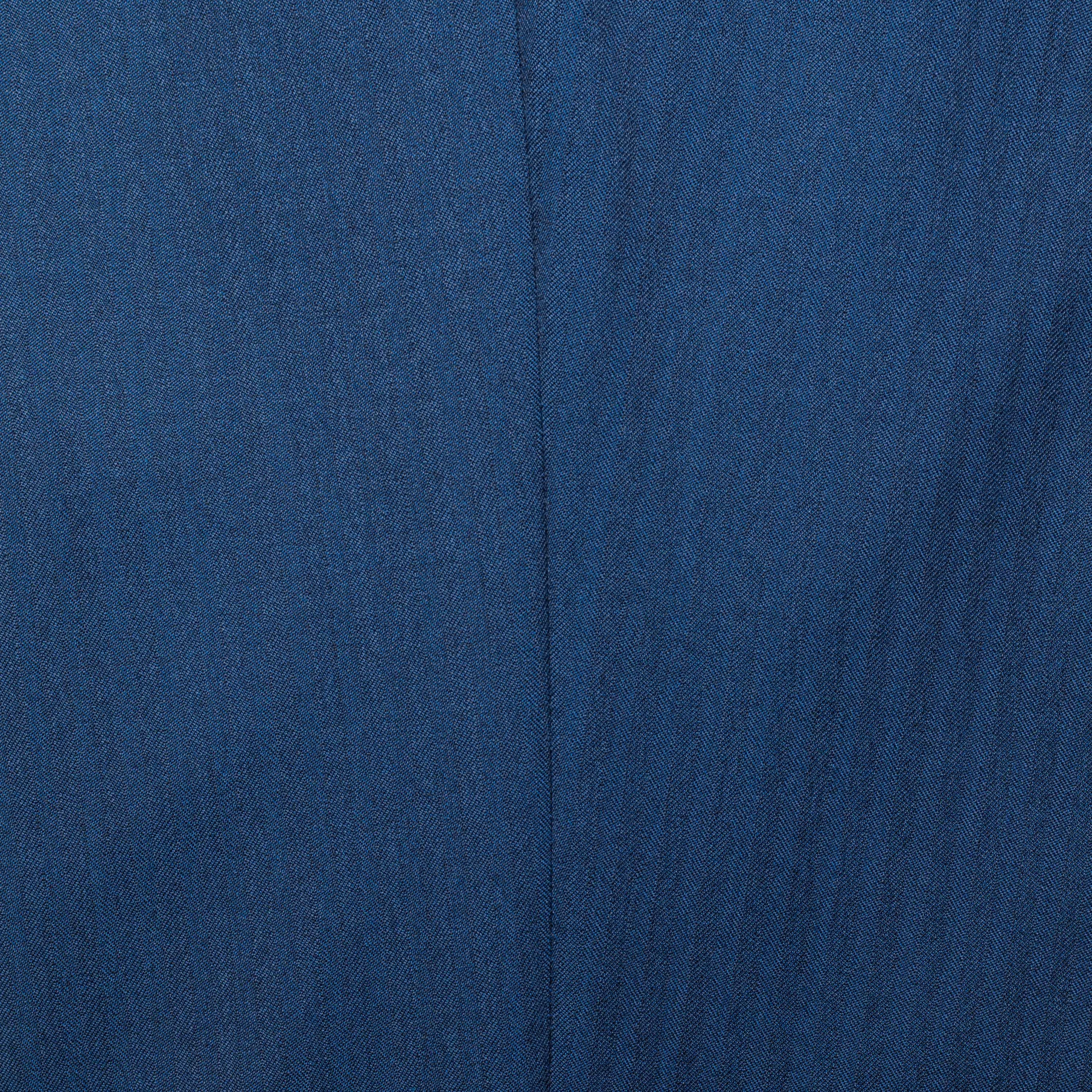 INCOTEX (Slowear) Blue Herringbone Wool Flat Front Pants NEW Slim Fit