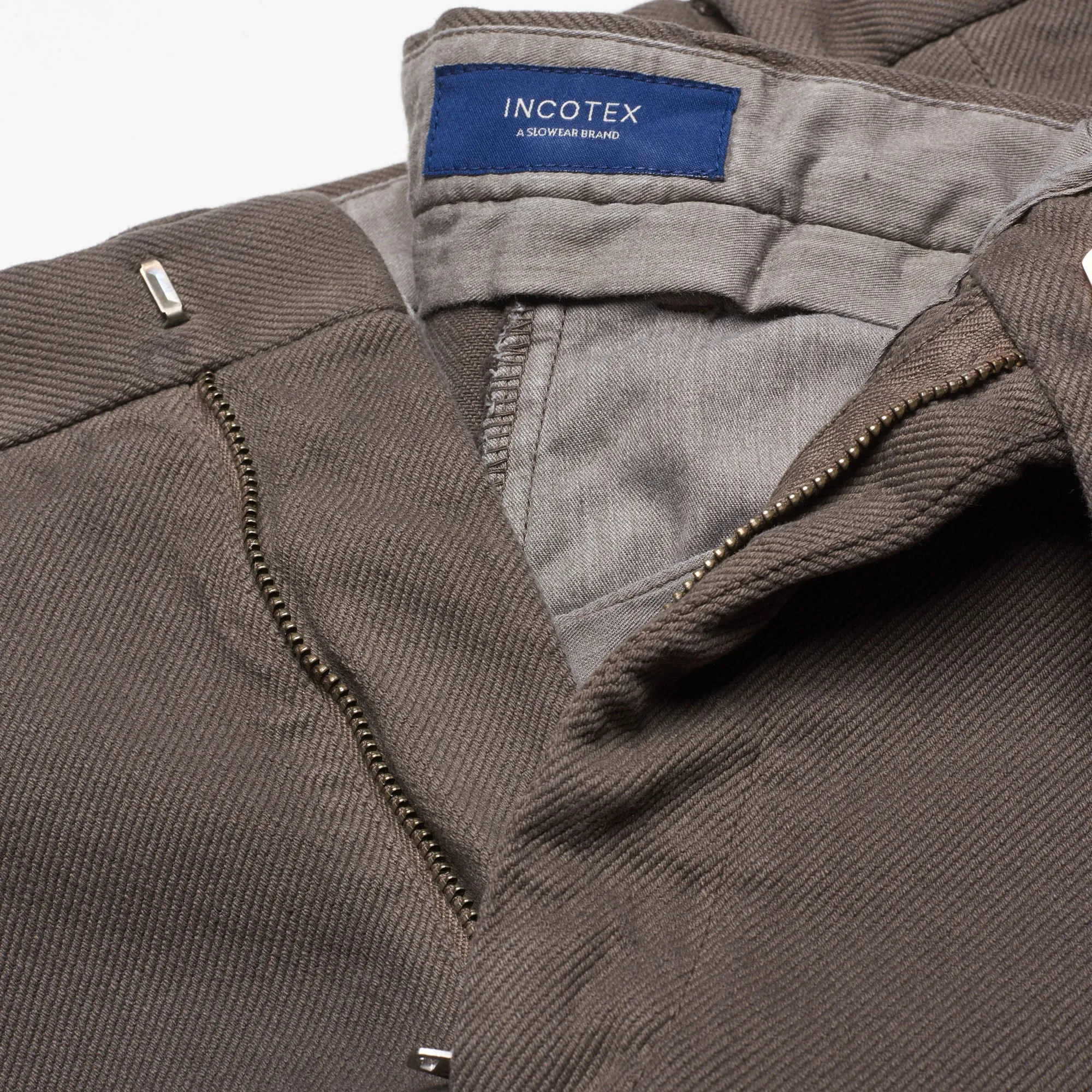 INCOTEX (Slowear) Gray Twill Cotton Flat Front Pants EU 60 NEW US 44 Slim Fit