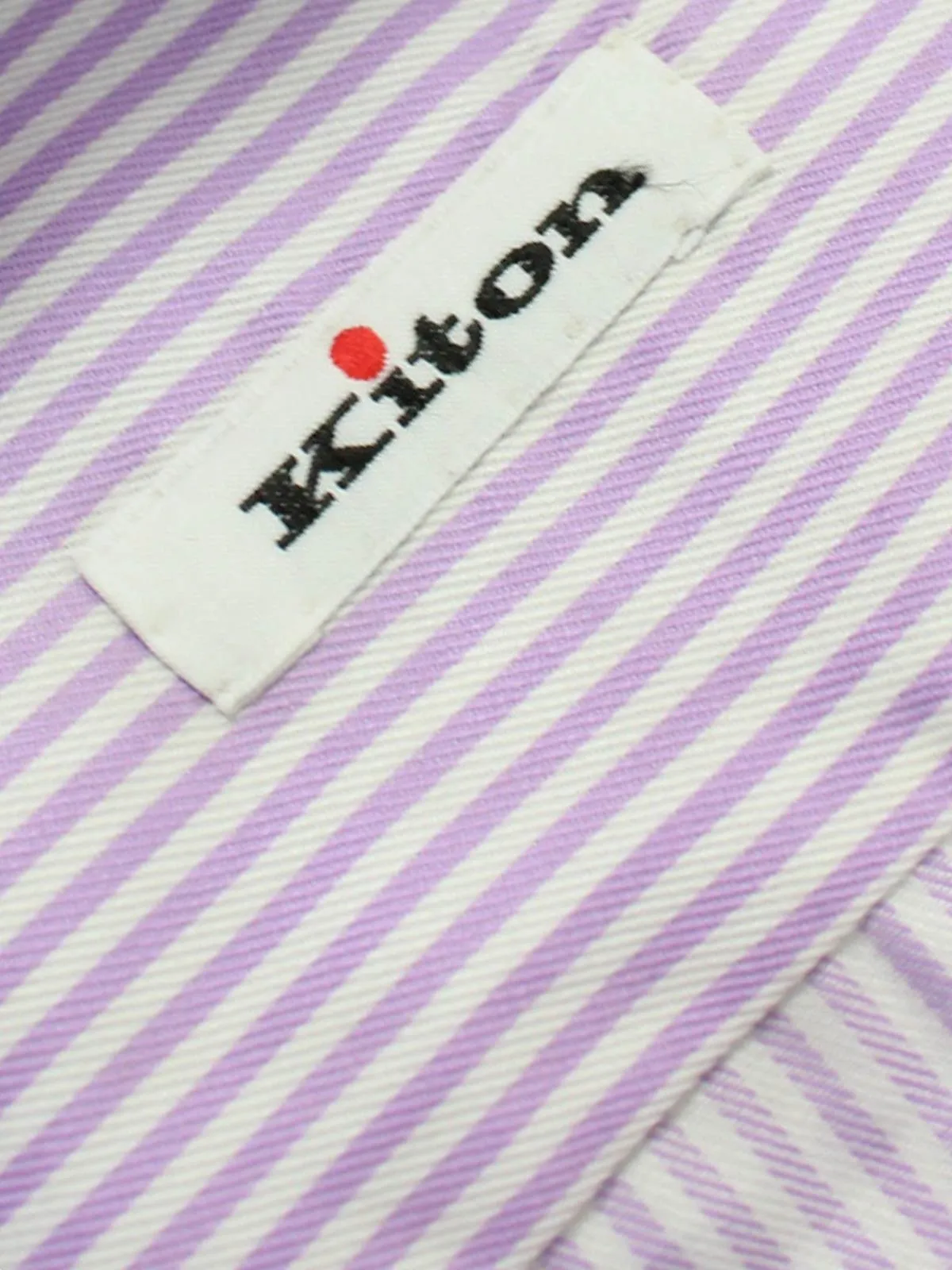 Kiton Dress Shirt White Lilac Design - Sartorial 43 - 17 SALE
