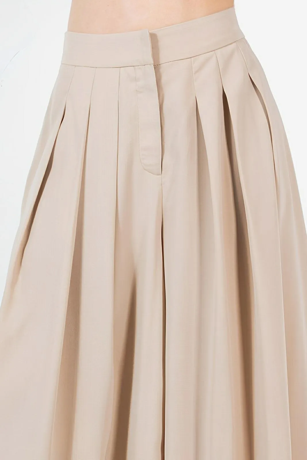 Large Hem Wide Leg Pleated Solid Pants