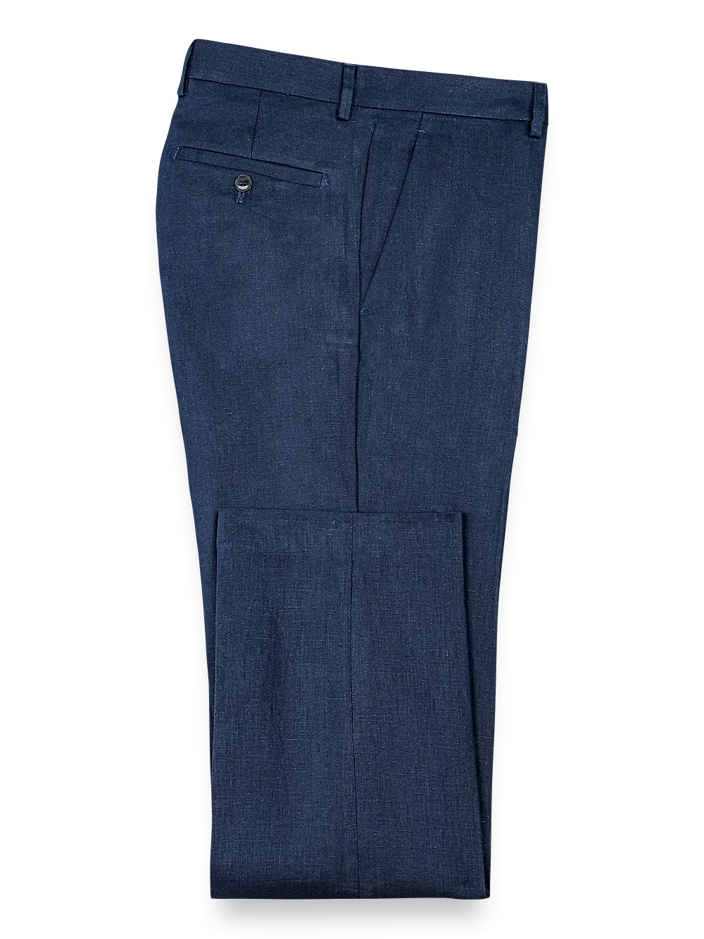 Linen Flat Front Pants - Navy