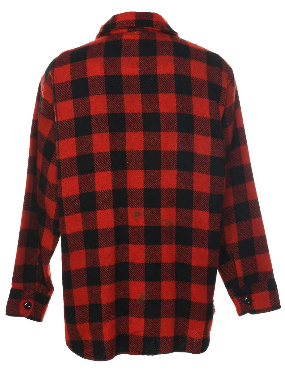 Long Sleeved Buffalo Red & Black Classic Check Shirt - M