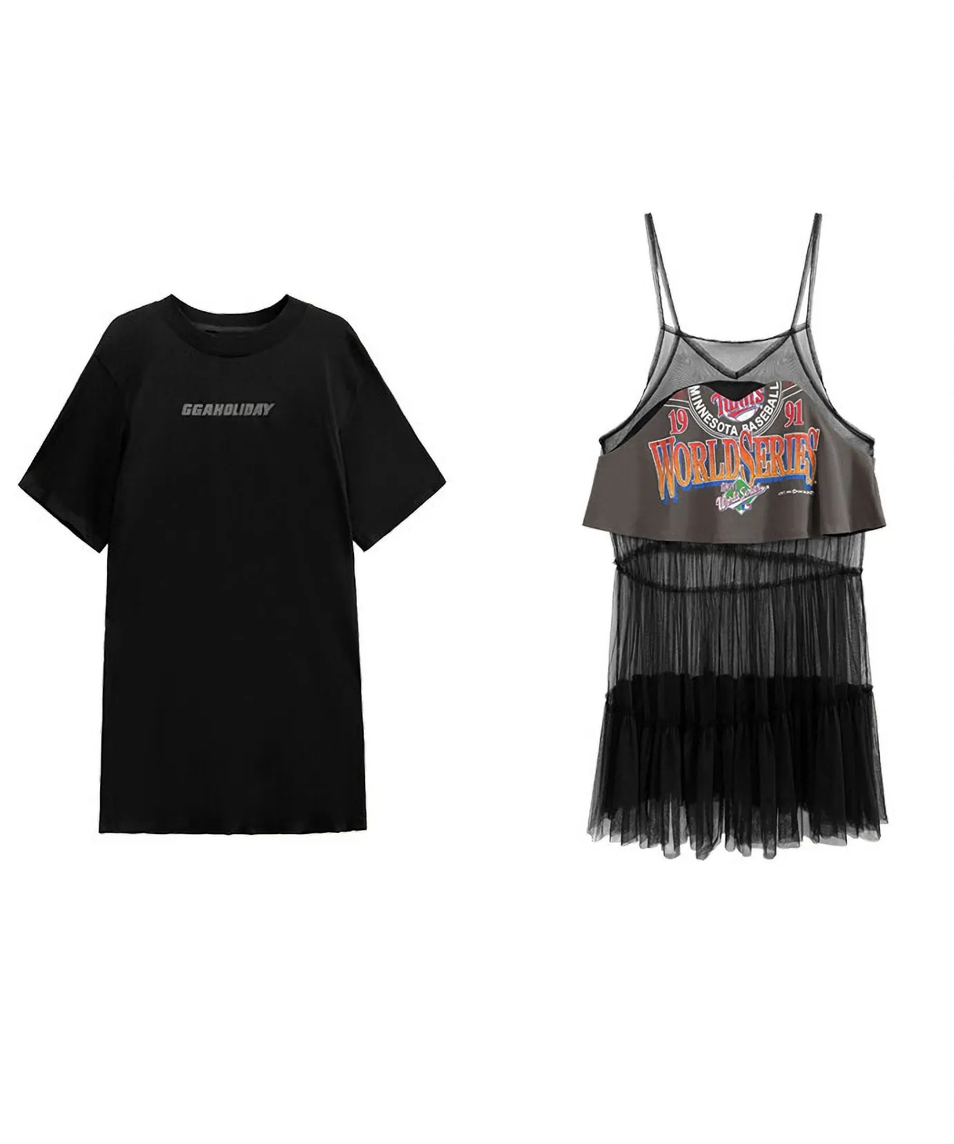 Loose T-shirts & Mesh Dress Co-ord