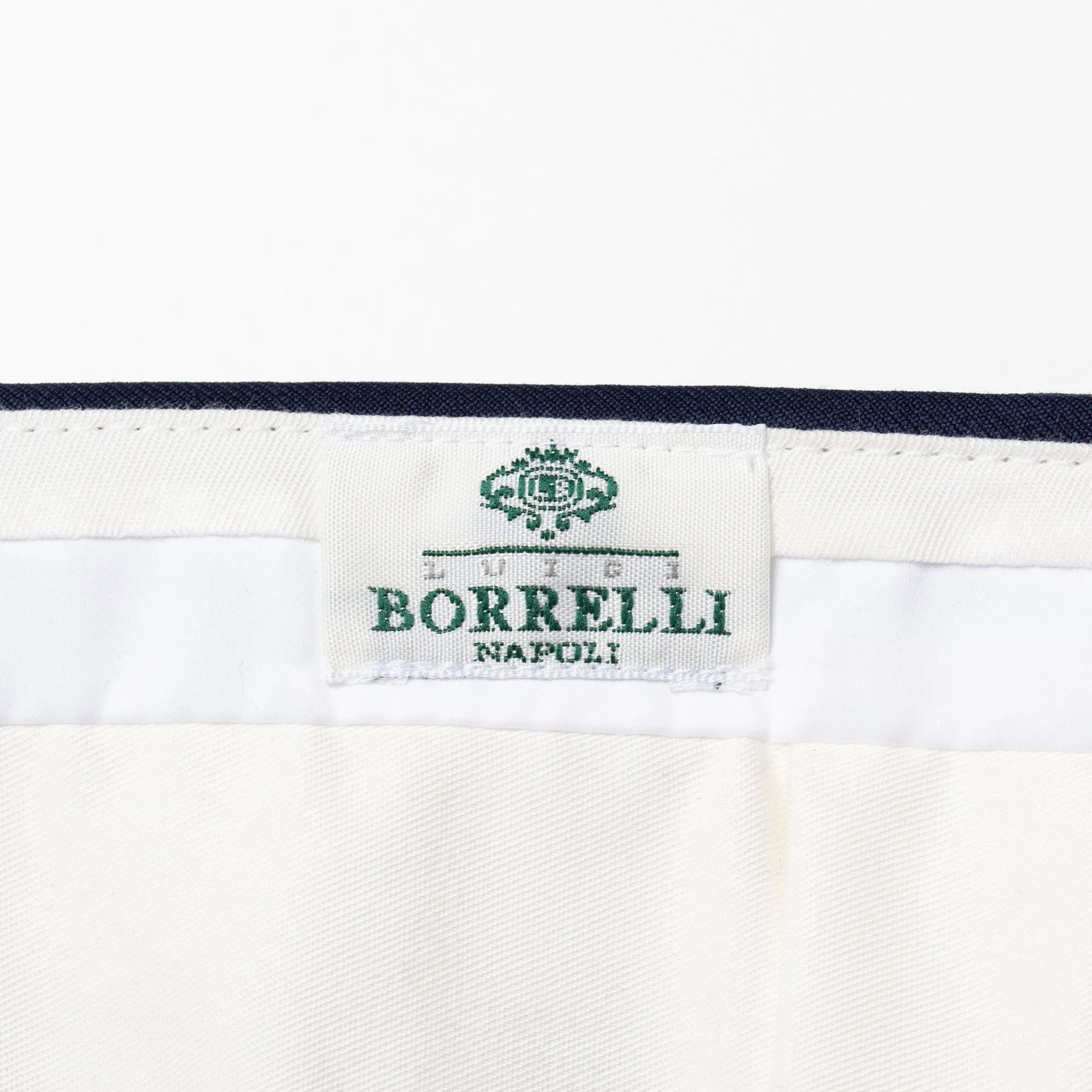 LUIGI BORRELLI Napoli Navy Blue Twill Wool Flat Front Dress Pants NEW Slim Fit