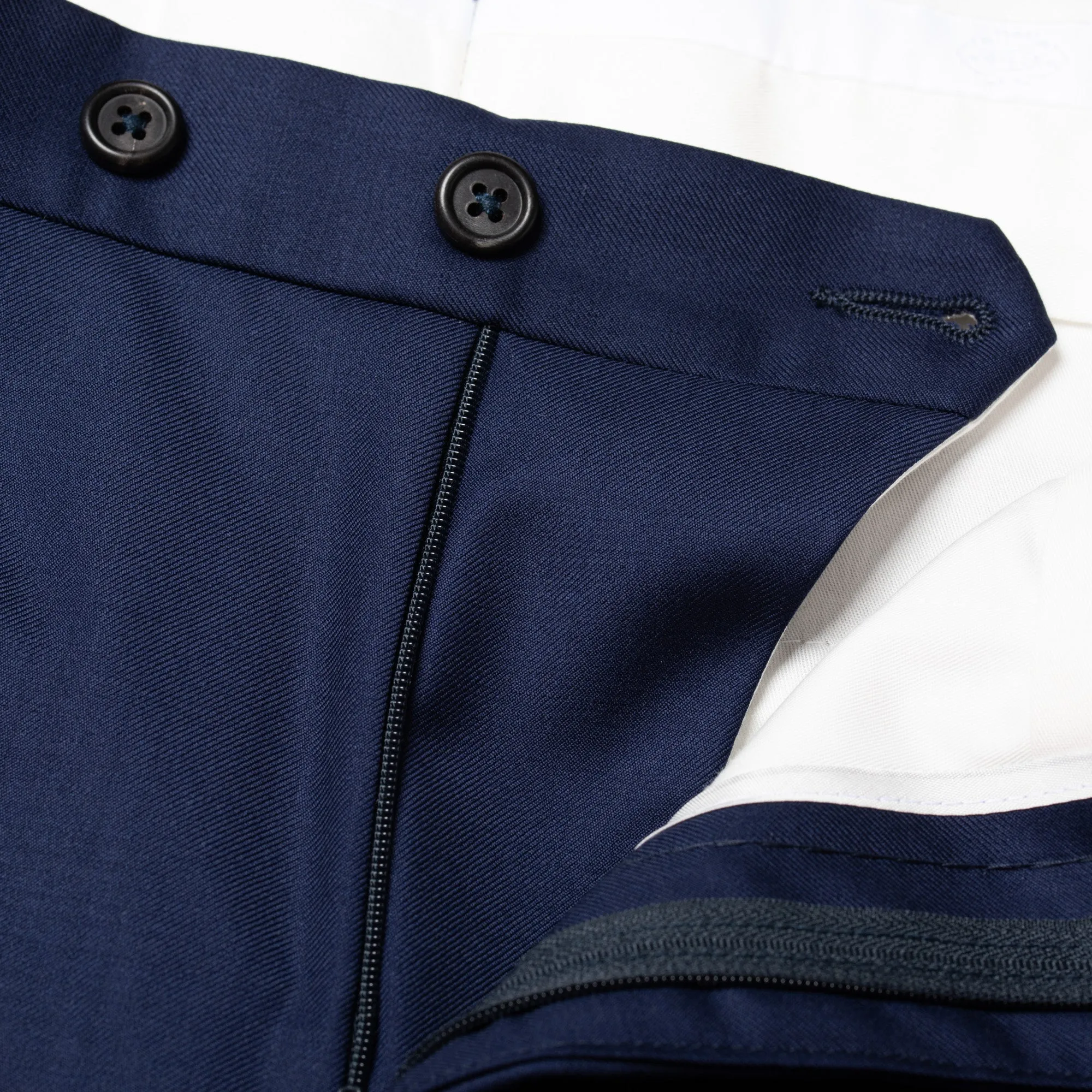 LUIGI BORRELLI Napoli Navy Blue Twill Wool Flat Front Dress Pants NEW Slim Fit