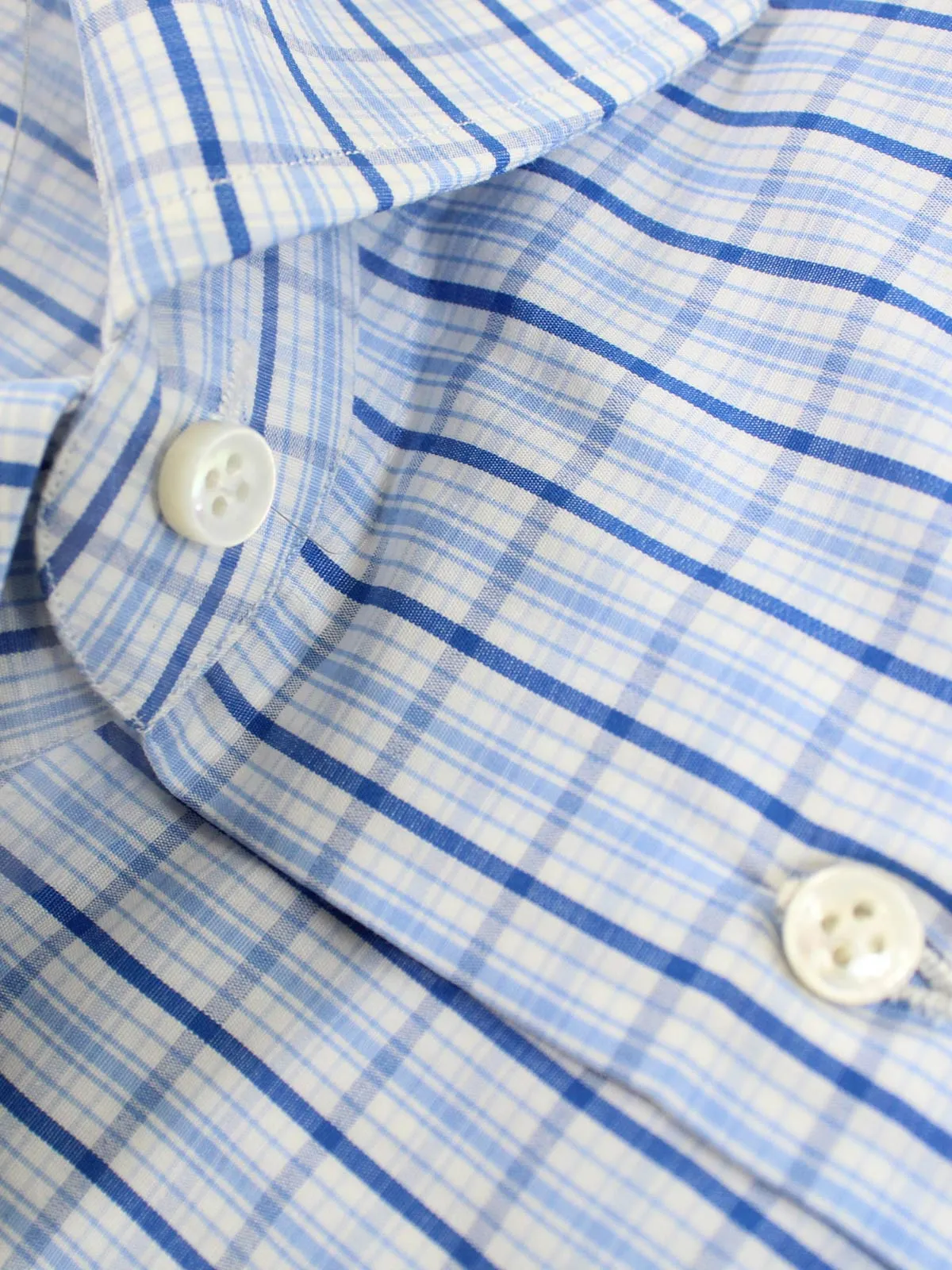 Mattabisch Dress Shirt White Blue Navy Check 44 - 17 1/2 SALE