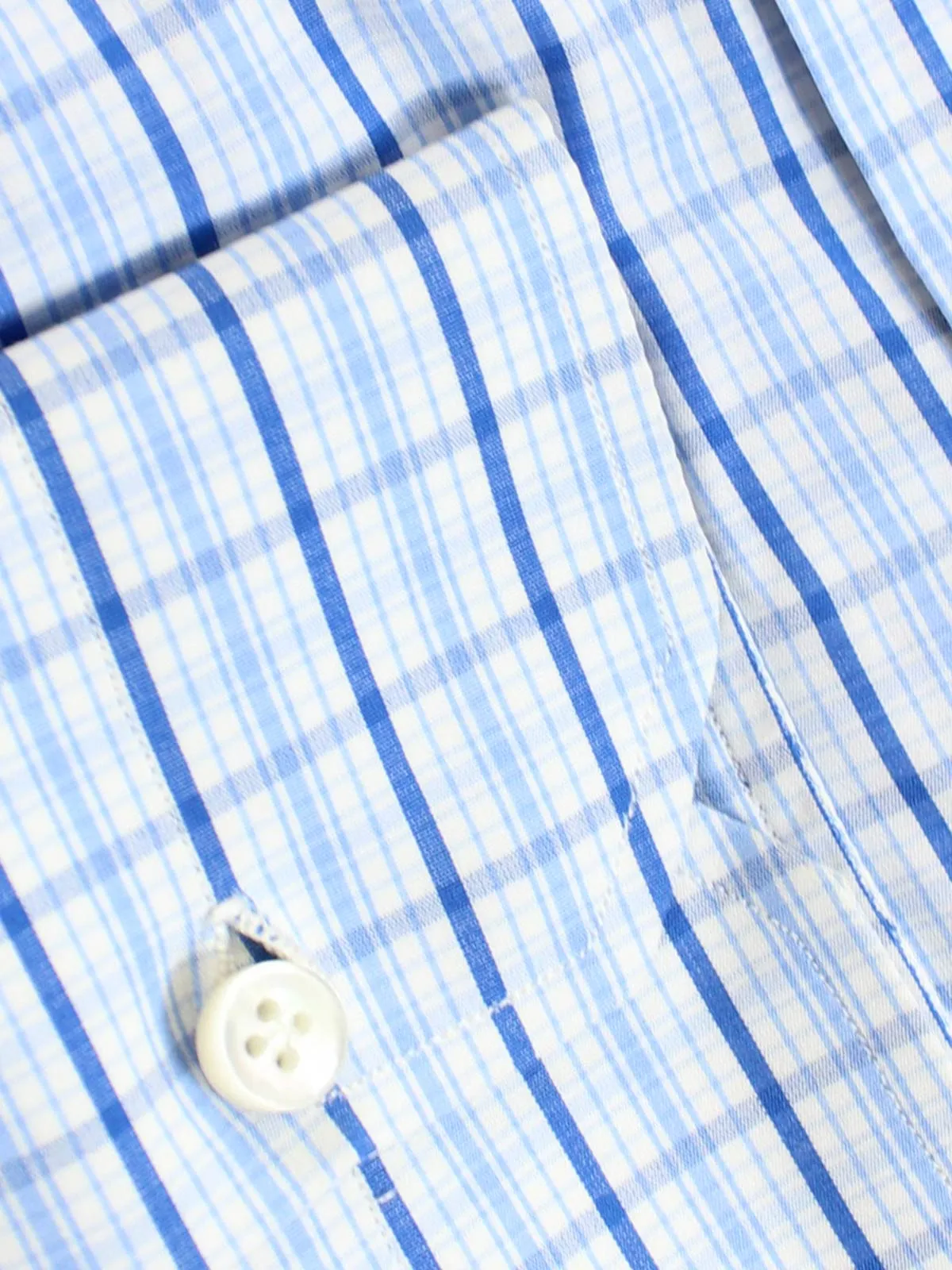 Mattabisch Dress Shirt White Blue Navy Check 44 - 17 1/2 SALE