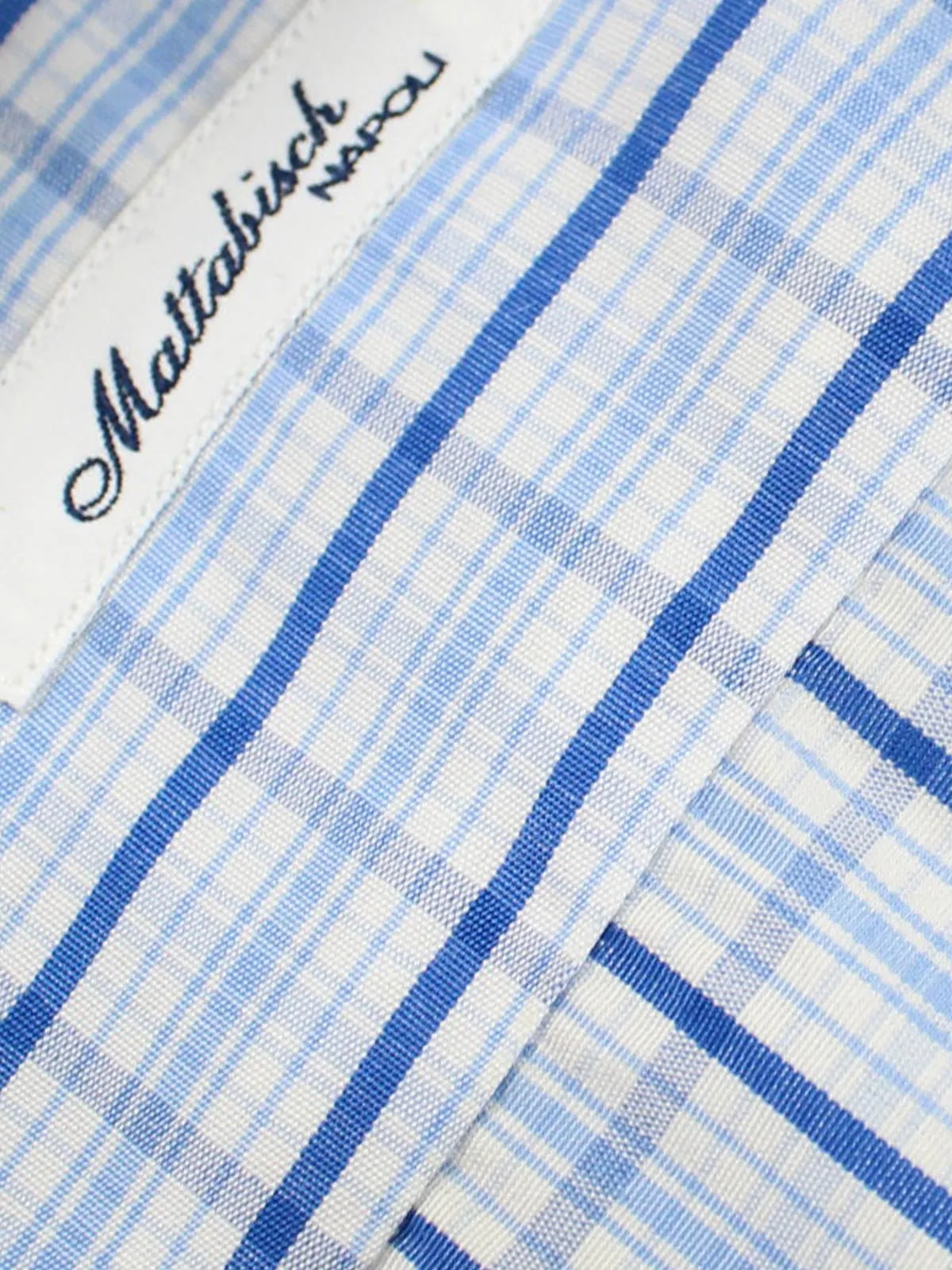 Mattabisch Dress Shirt White Blue Navy Check 44 - 17 1/2 SALE