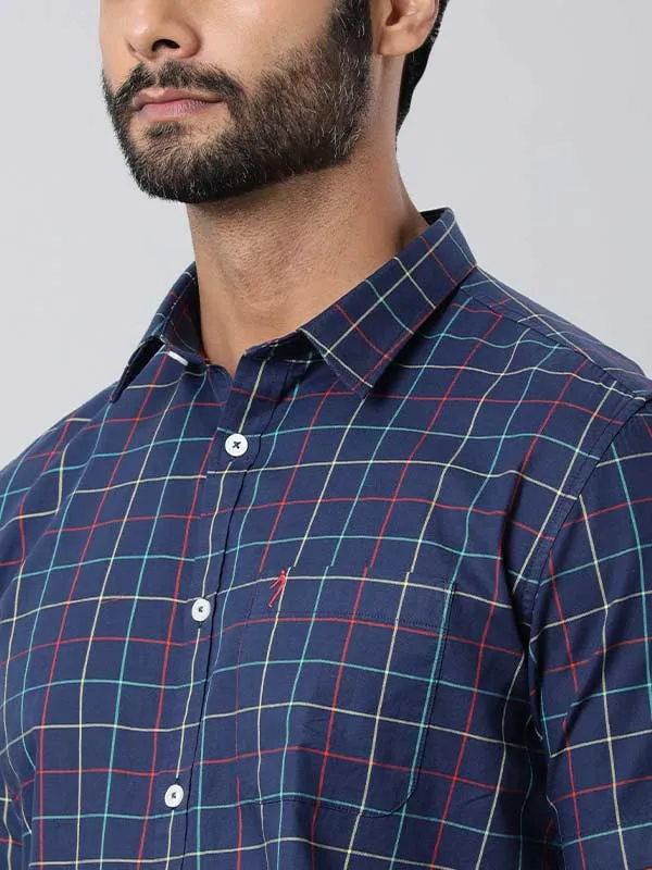 Men Checked Half Sleeve Cotton Stretch Shirt
