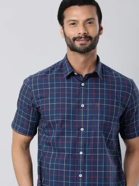 Men Checked Half Sleeve Cotton Stretch Shirt