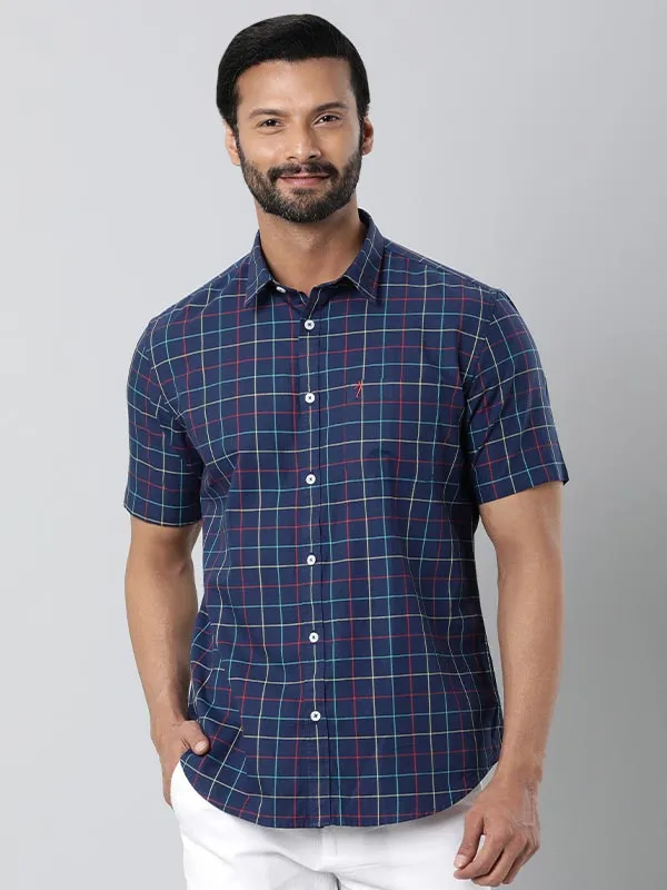 Men Checked Half Sleeve Cotton Stretch Shirt