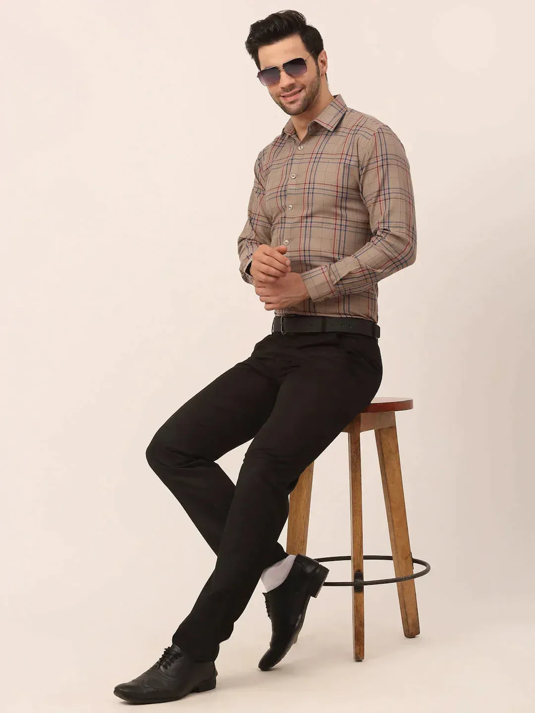 Men's Cotton Checked Formal Shirts - Taantav