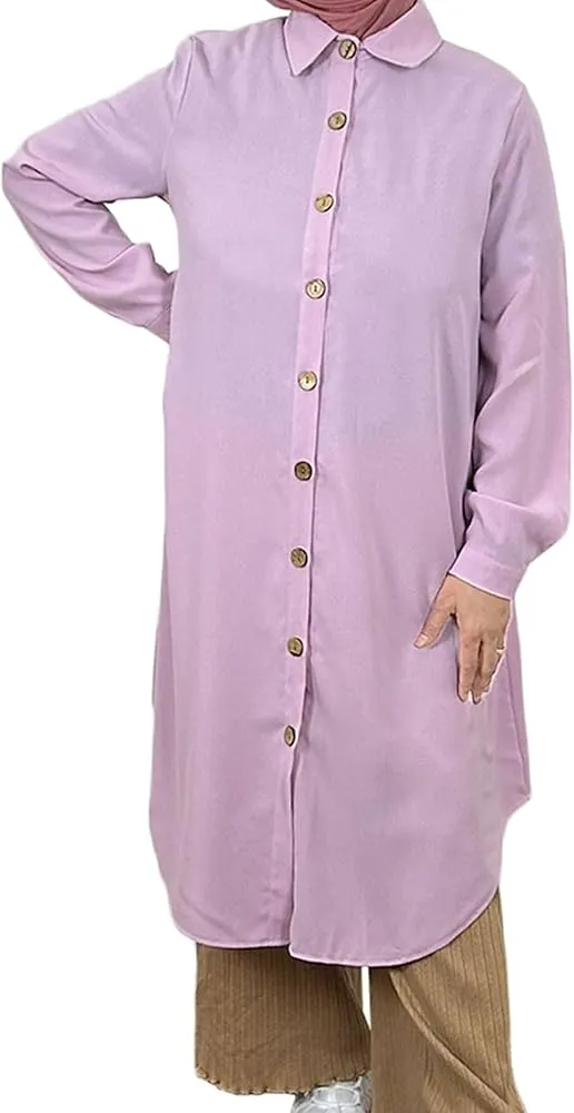 Muslim Long Shirts Button Tops   B15652