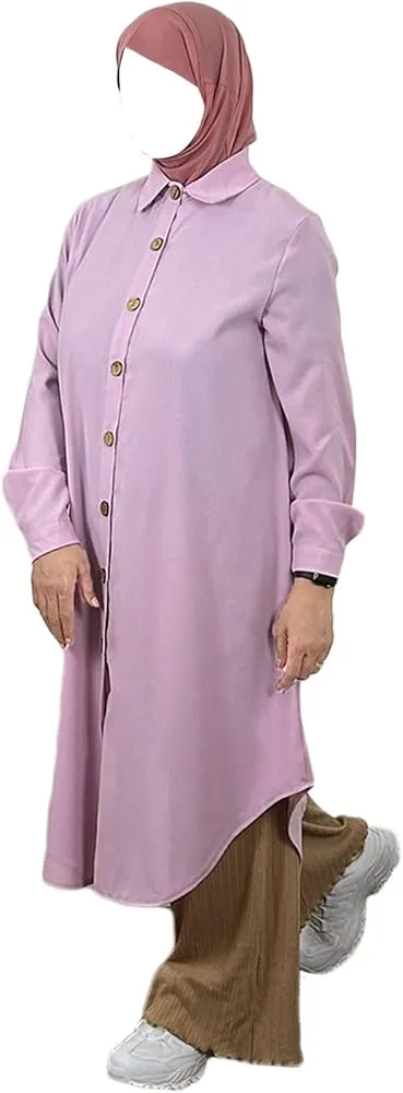 Muslim Long Shirts Button Tops   B15652