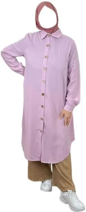 Muslim Long Shirts Button Tops   B15652