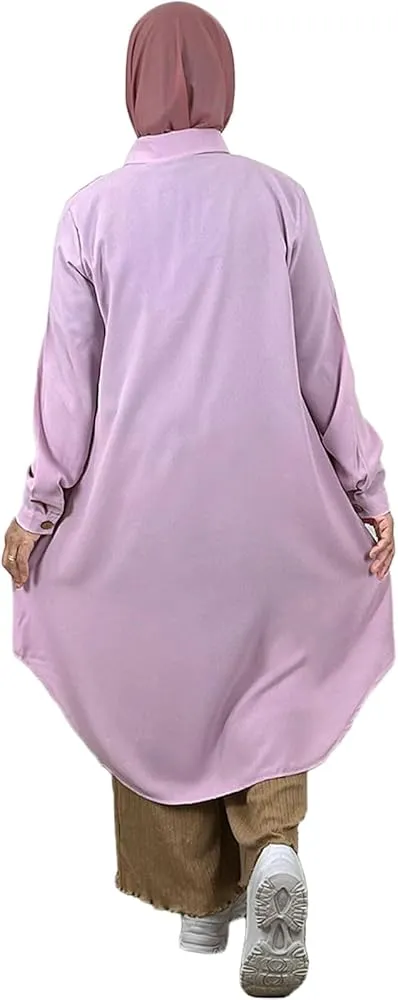 Muslim Long Shirts Button Tops   B15652