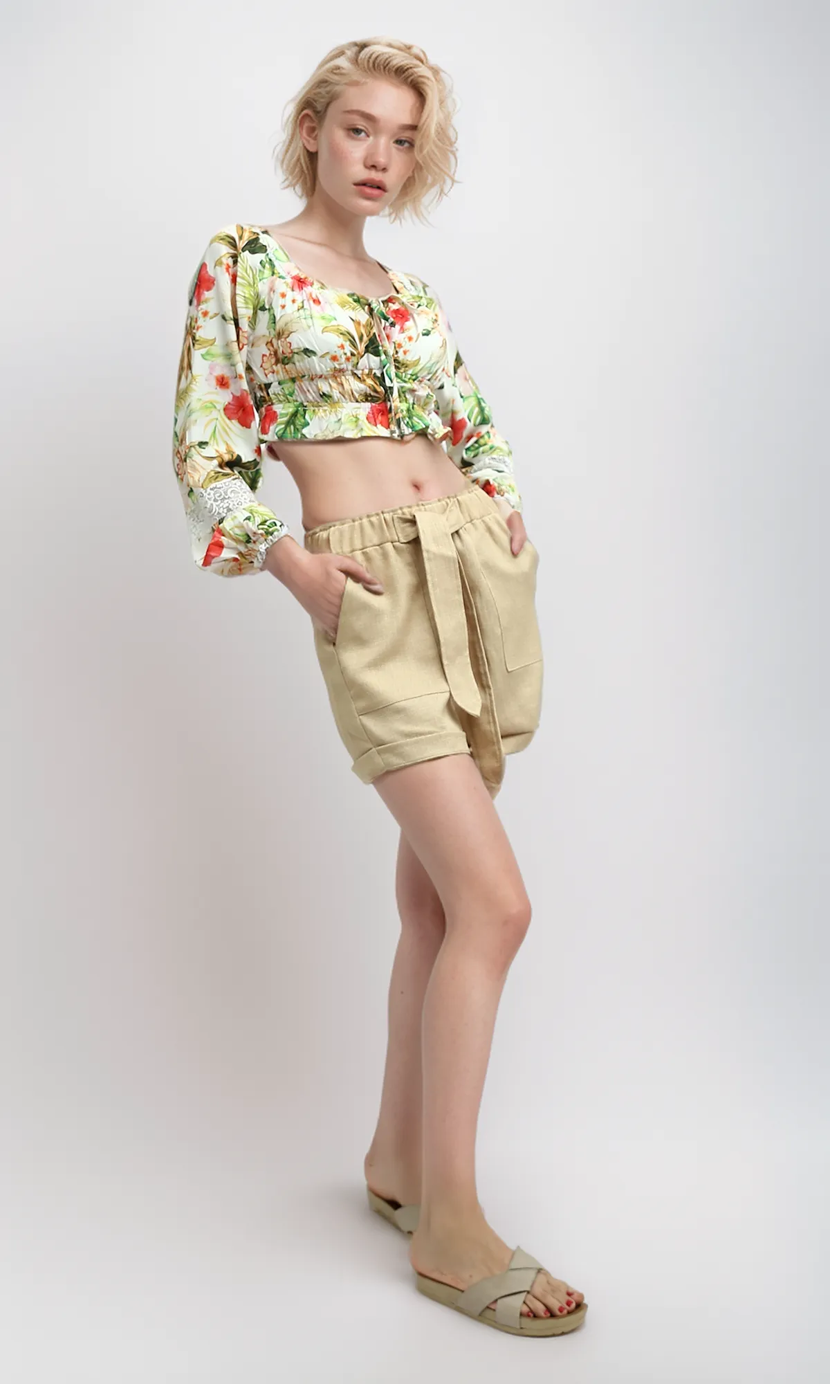 O193477 Slip On Floral Summer Off-Shoulder Top - Multicolor