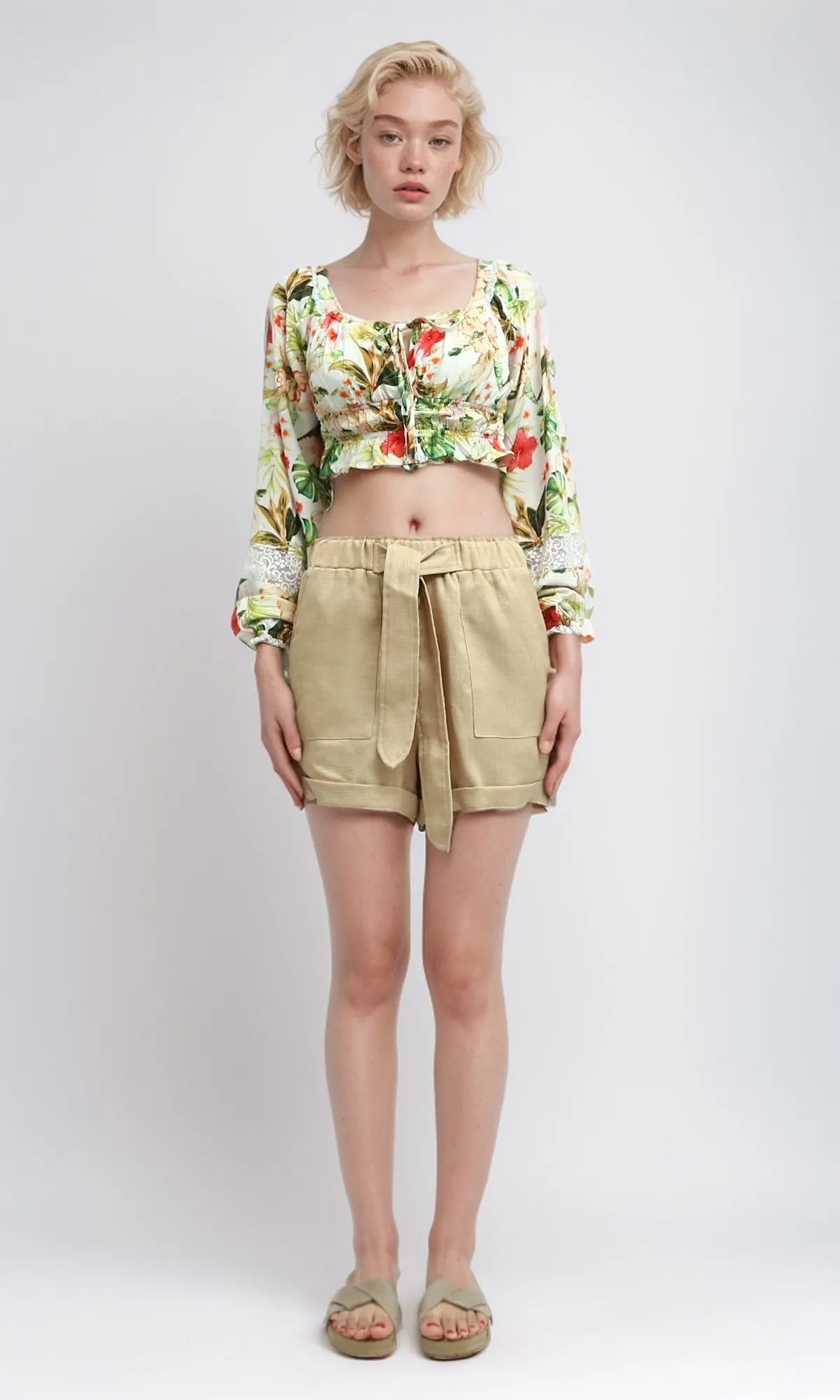 O193477 Slip On Floral Summer Off-Shoulder Top - Multicolor
