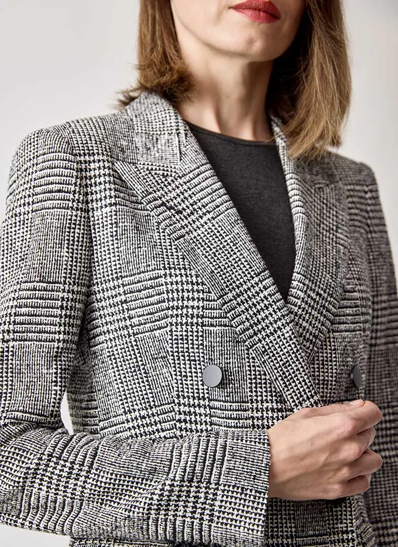 Parigi Boucle Check Double-Breasted Blazer