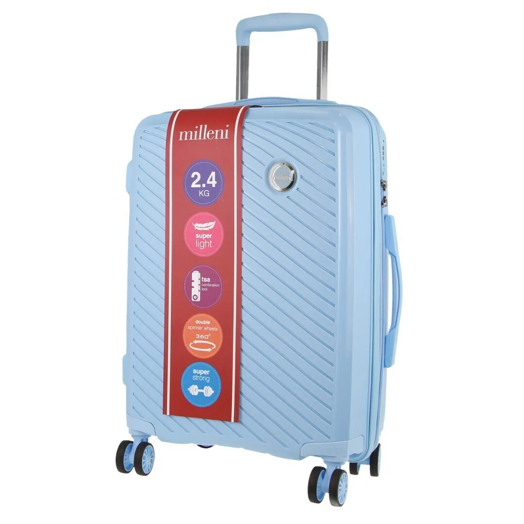 Pierre Cardin Inspired Milleni Luggage Bag Large in Blue   FREE Milleni Backpack