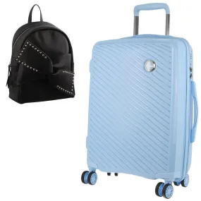 Pierre Cardin Inspired Milleni Luggage Bag Large in Blue   FREE Milleni Backpack